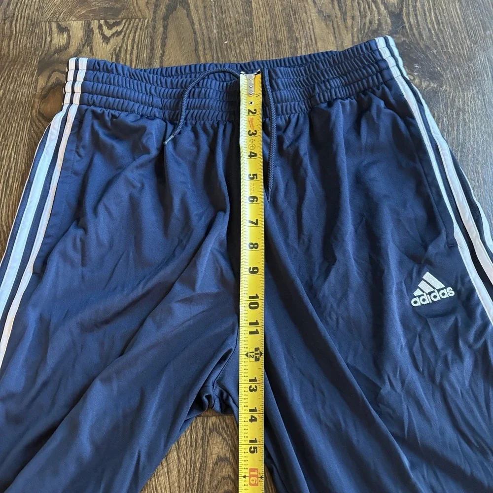 Vintage 2000s Adidas Track Pants Mens M Navy Blue Gray 3 Stripe Baggy Warmup